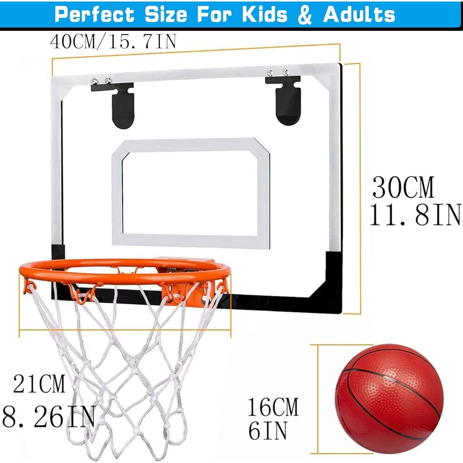 Juego de Aros de Baloncesto Mini Amarlozn con 3 Balones de Goma