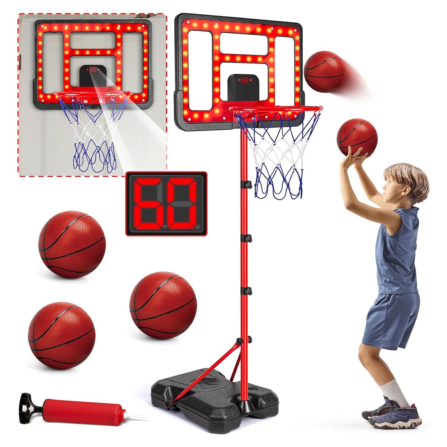 Aro de Baloncesto GMAOPHY Ajustable 1.07m a 1.88m con Marcador LED