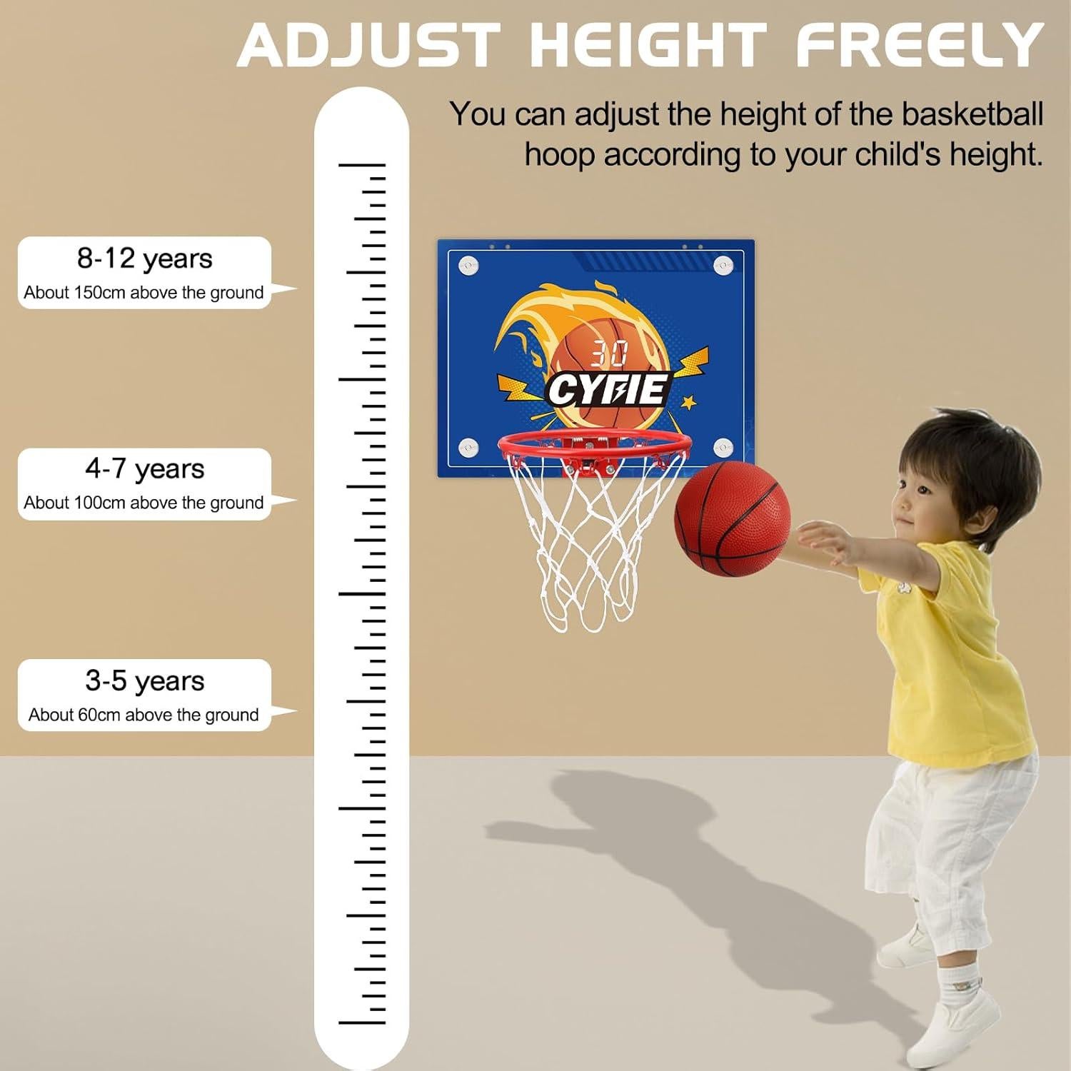 Aro de Baloncesto Mini Interior Cyfie con Ventosa Azul 61x41cm