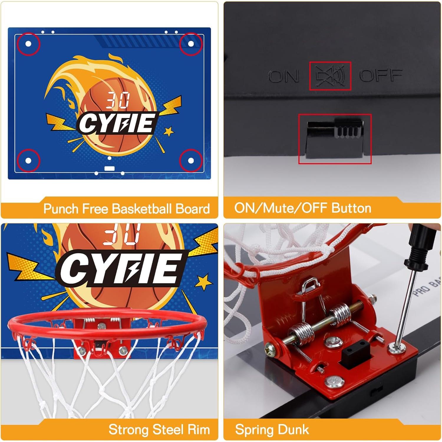 Aro de Baloncesto Mini Interior Cyfie con Ventosa Azul 61x41cm