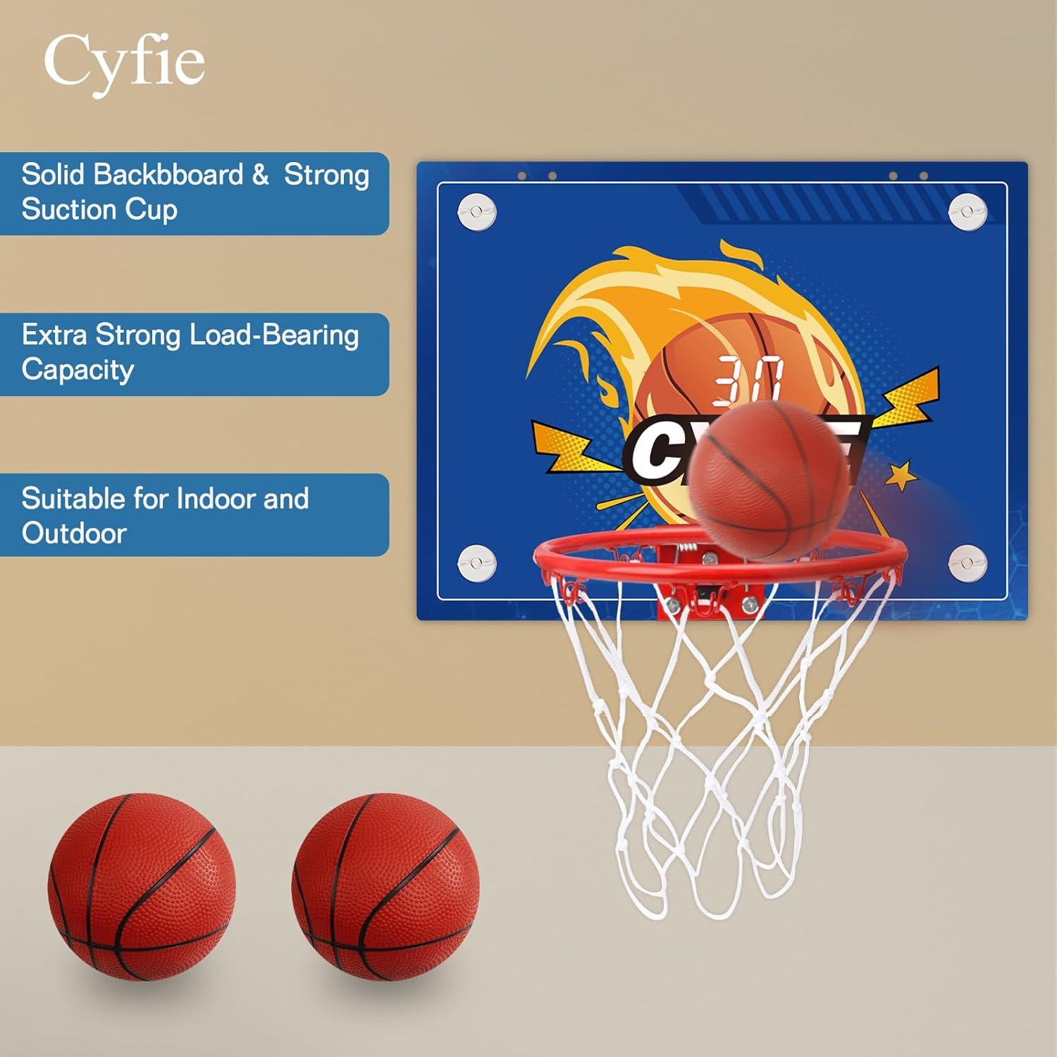 Aro de Baloncesto Mini Interior Cyfie con Ventosa Azul 61x41cm