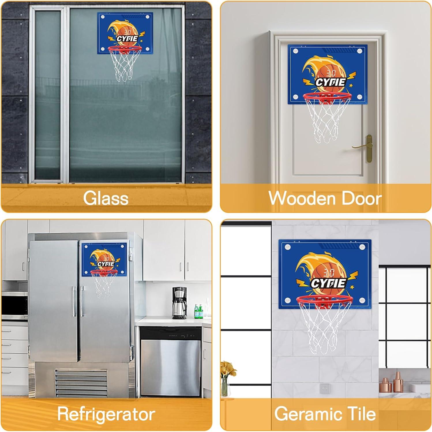 Aro de Baloncesto Mini Interior Cyfie con Ventosa Azul 61x41cm