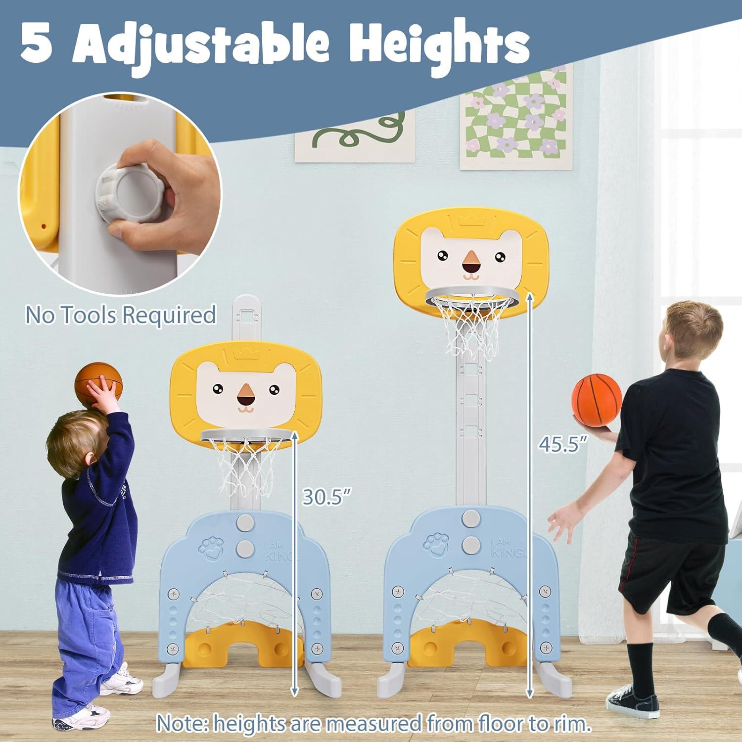 Canasta de Baloncesto HONEY JOY Ajustable para Niños 30-115 cm