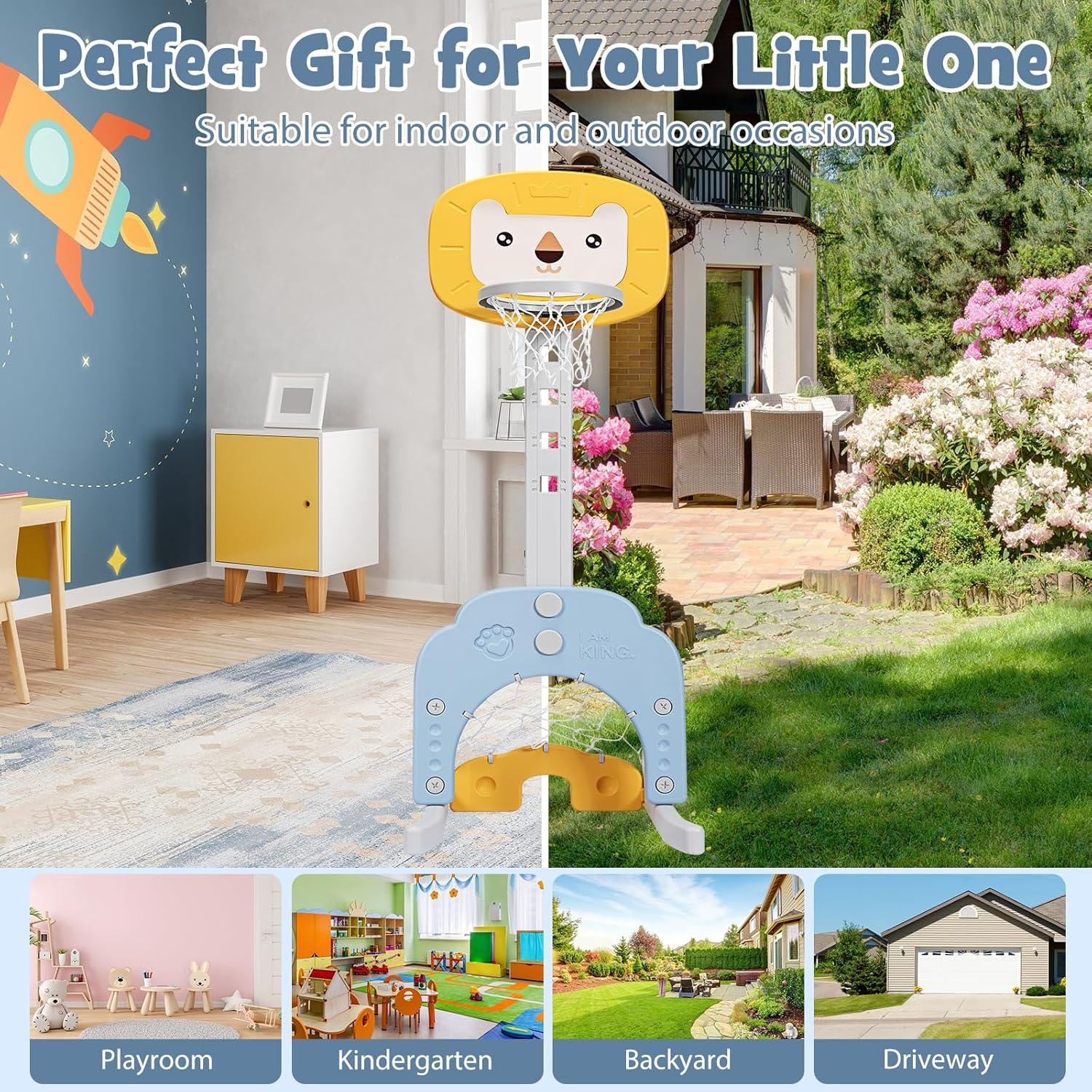 Canasta de Baloncesto HONEY JOY Ajustable para Niños 30-115 cm