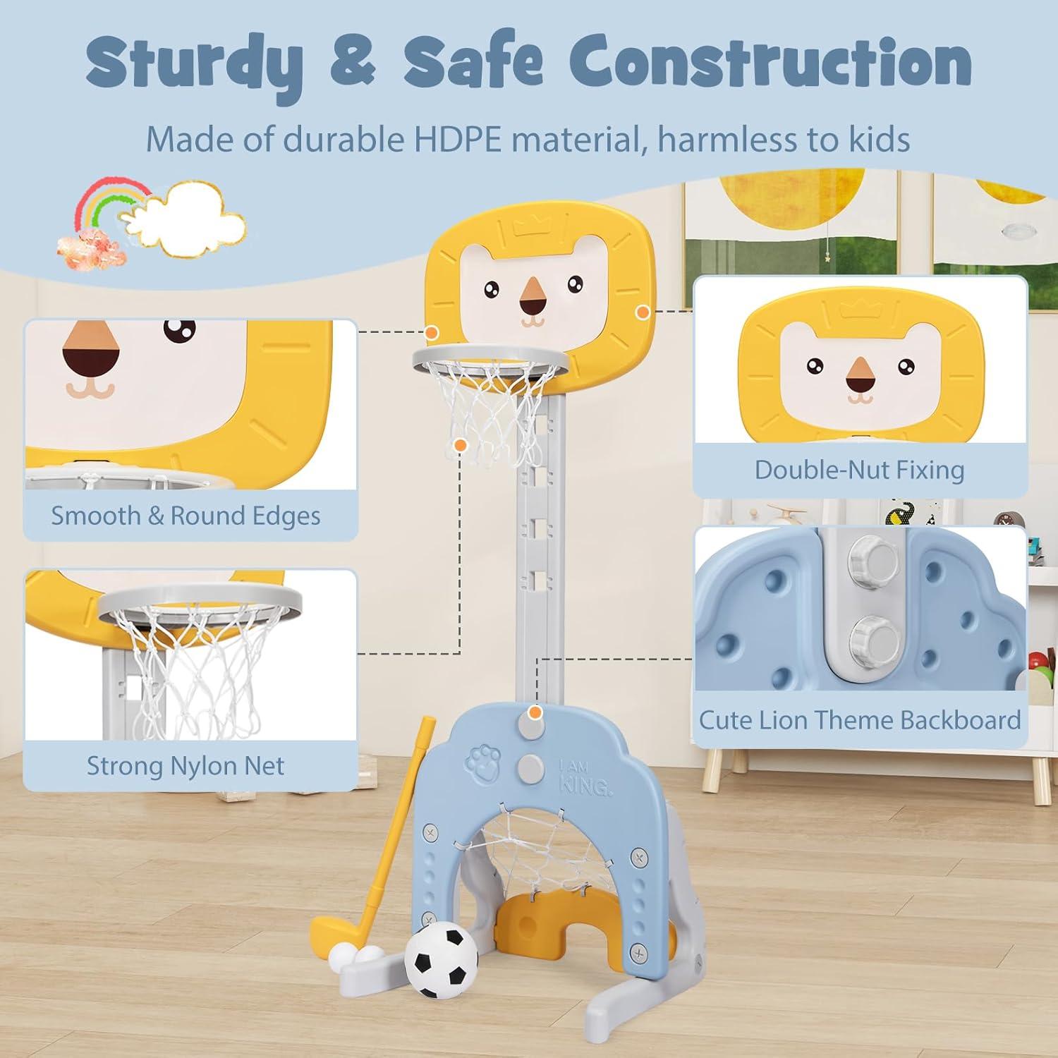 Canasta de Baloncesto HONEY JOY Ajustable para Niños 30-115 cm