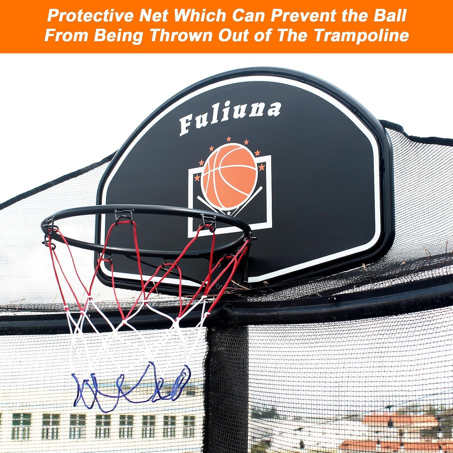 Aro de Baloncesto para Trampolín Fuliuna con Red Protectora