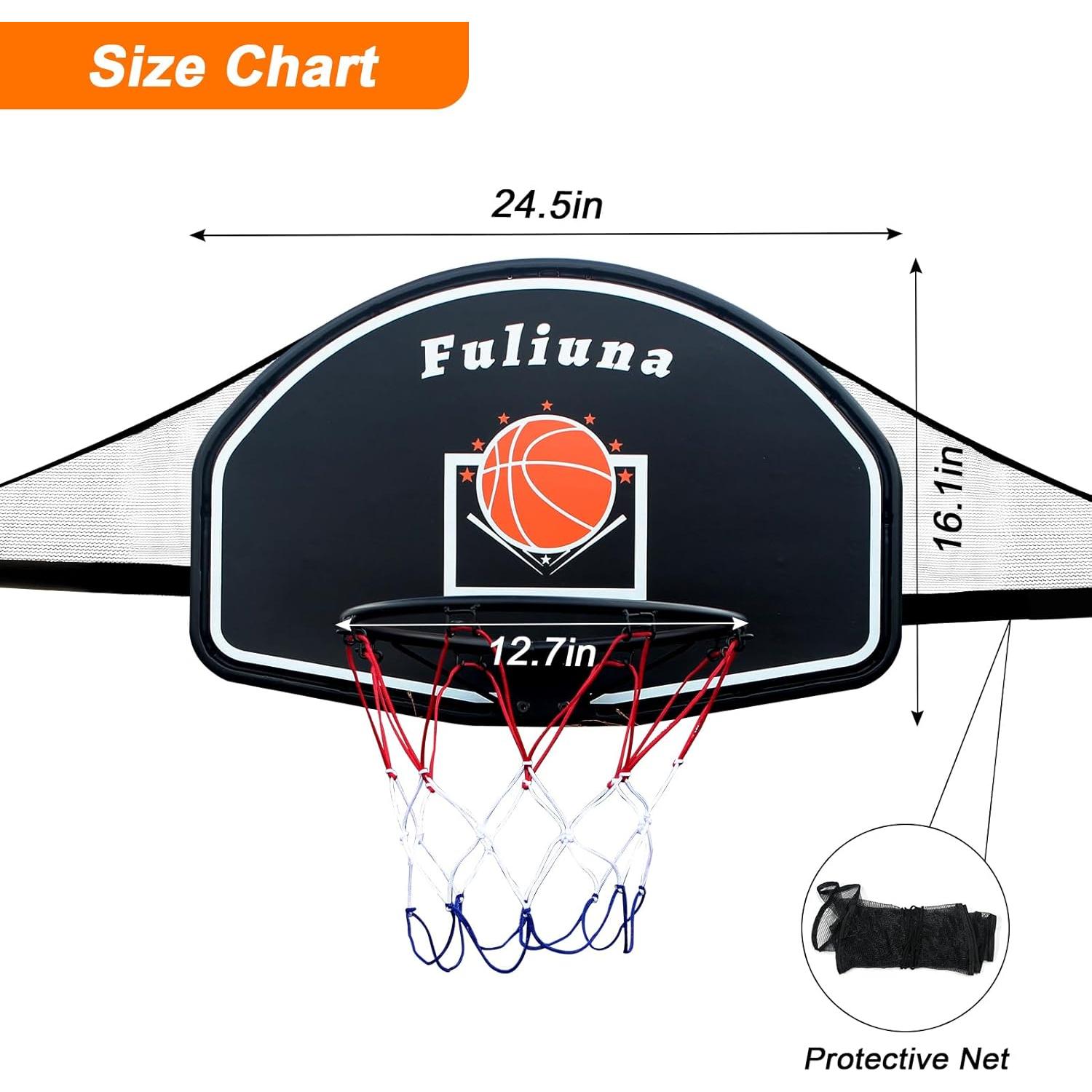 Aro de Baloncesto para Trampolín Fuliuna con Red Protectora