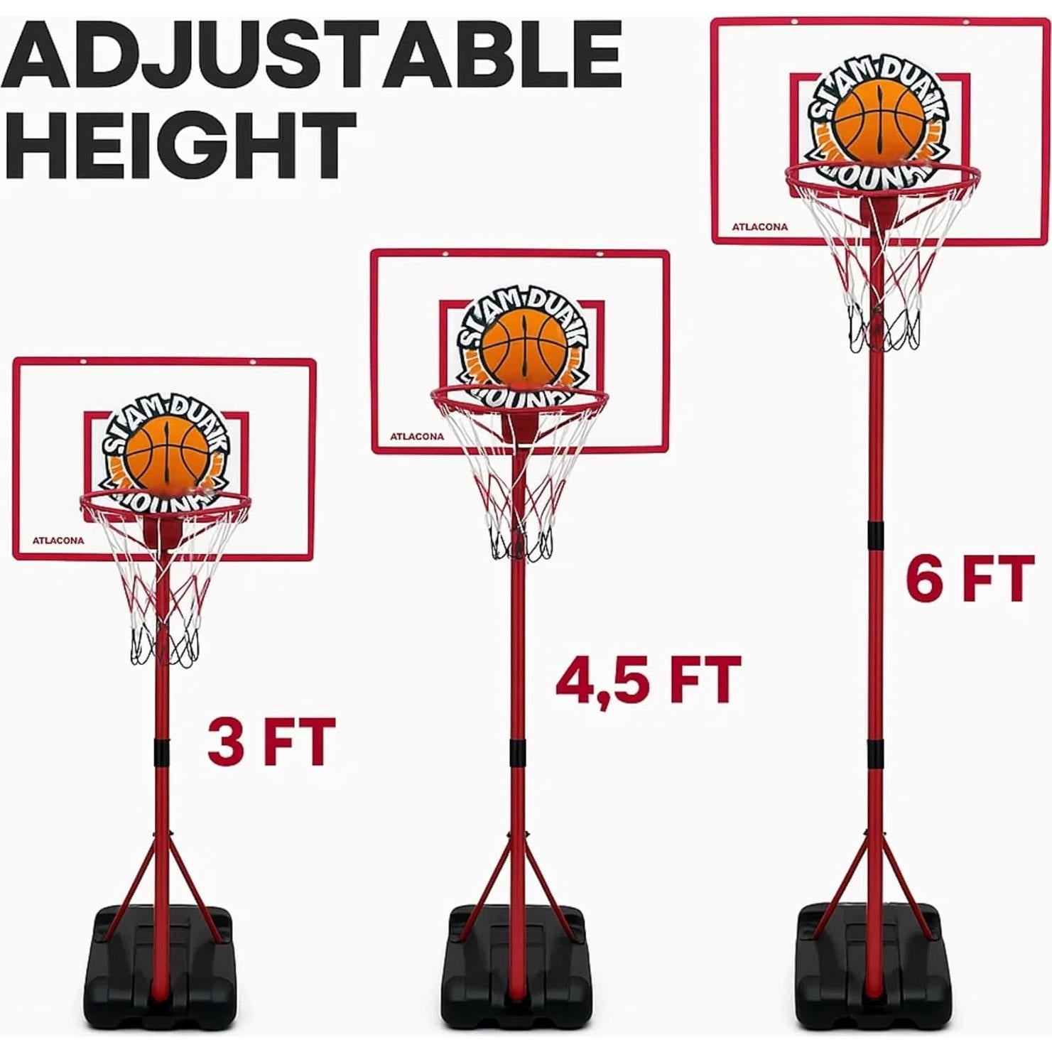 Aro de Baloncesto Ajustable Atlasonix para Niños 4-8 Años