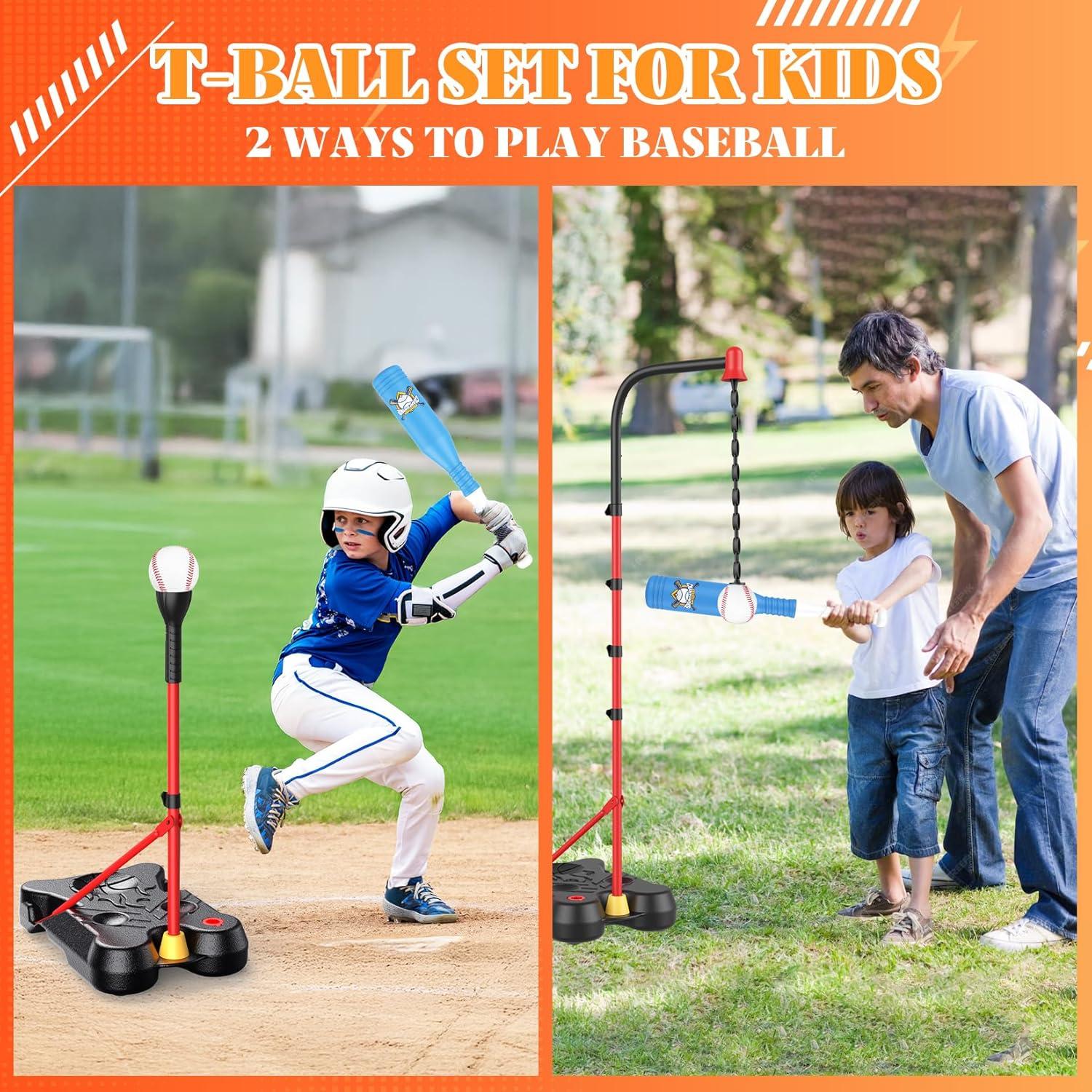 Set Baloncesto y T Ball Toycost 4 en 1 Ajustable Niños 3-8 Años