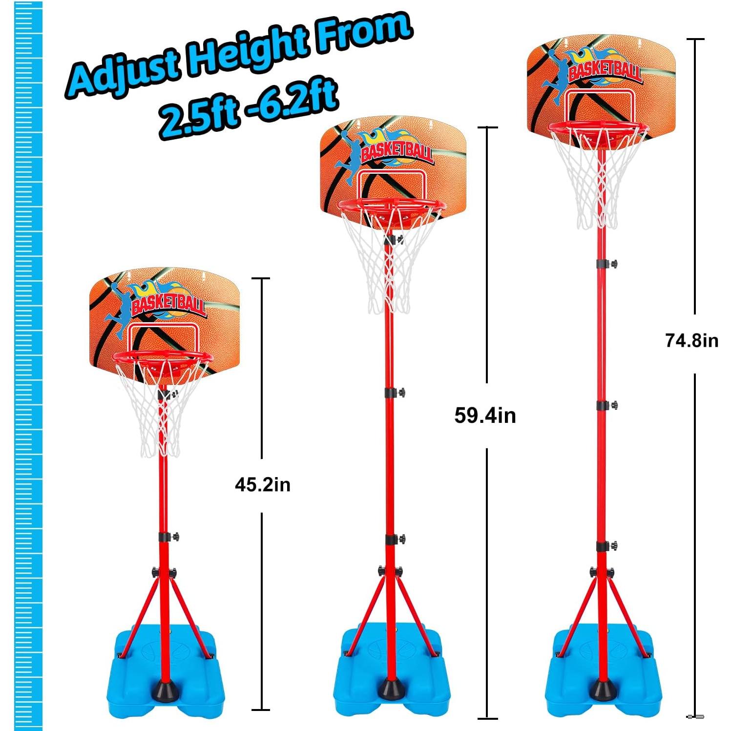 Aro de Baloncesto Ajustable AugToy 1.15 m a 1.88 m para Niños