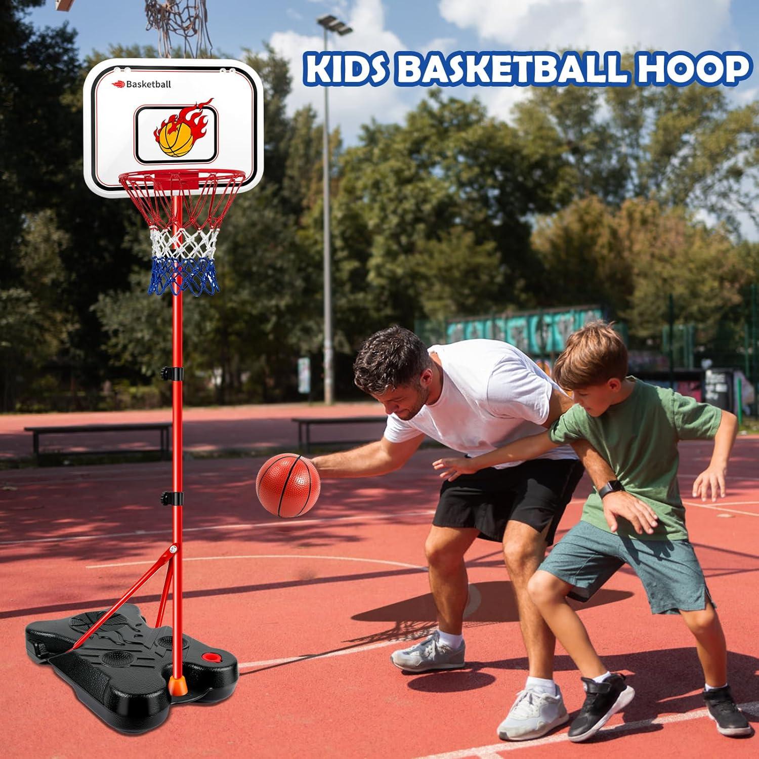 Set de Baloncesto y T-Ball Mukum 4 en 1 Ajustable para Niños