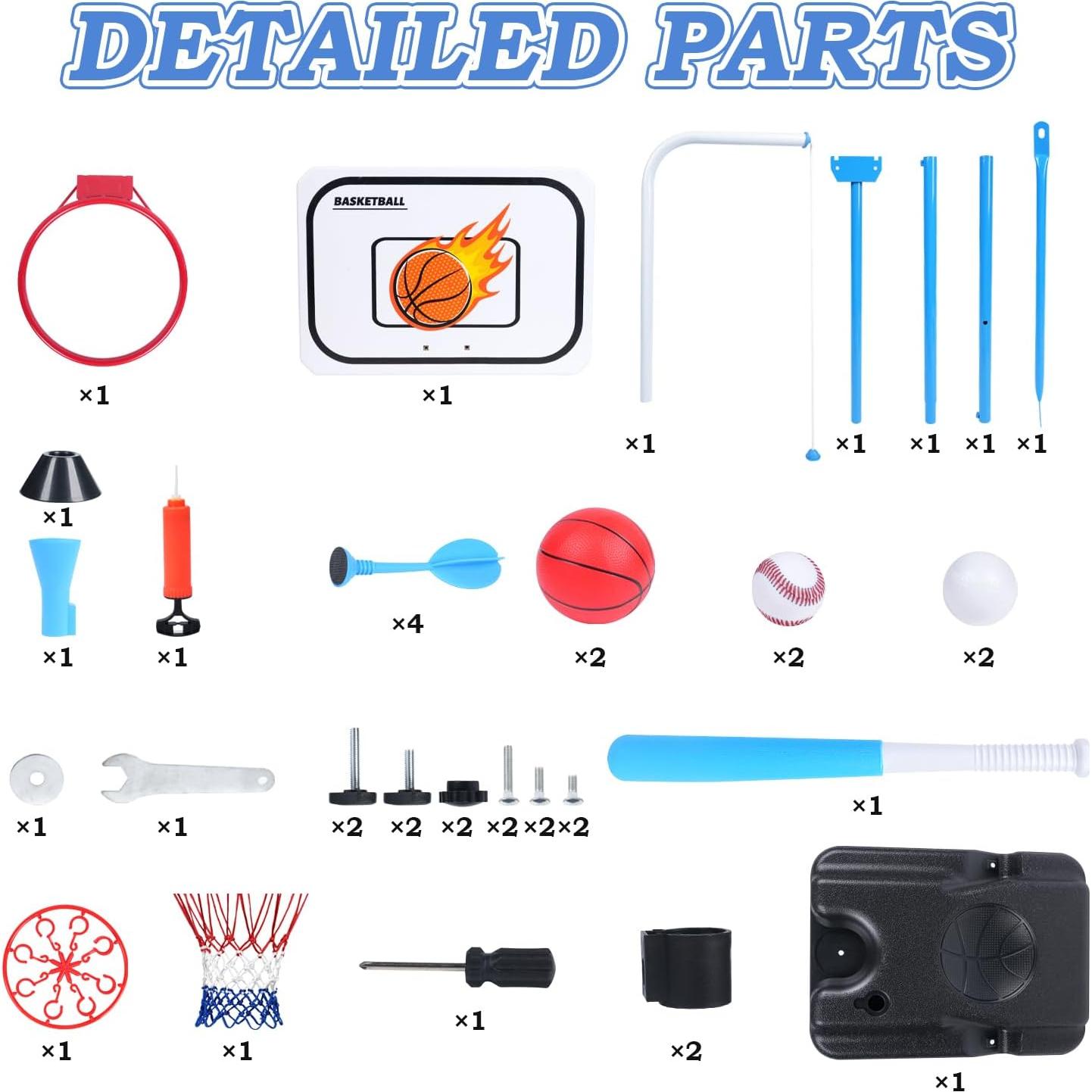 Aro de Baloncesto 4 en 1 Biulotter para Niños Ajustable