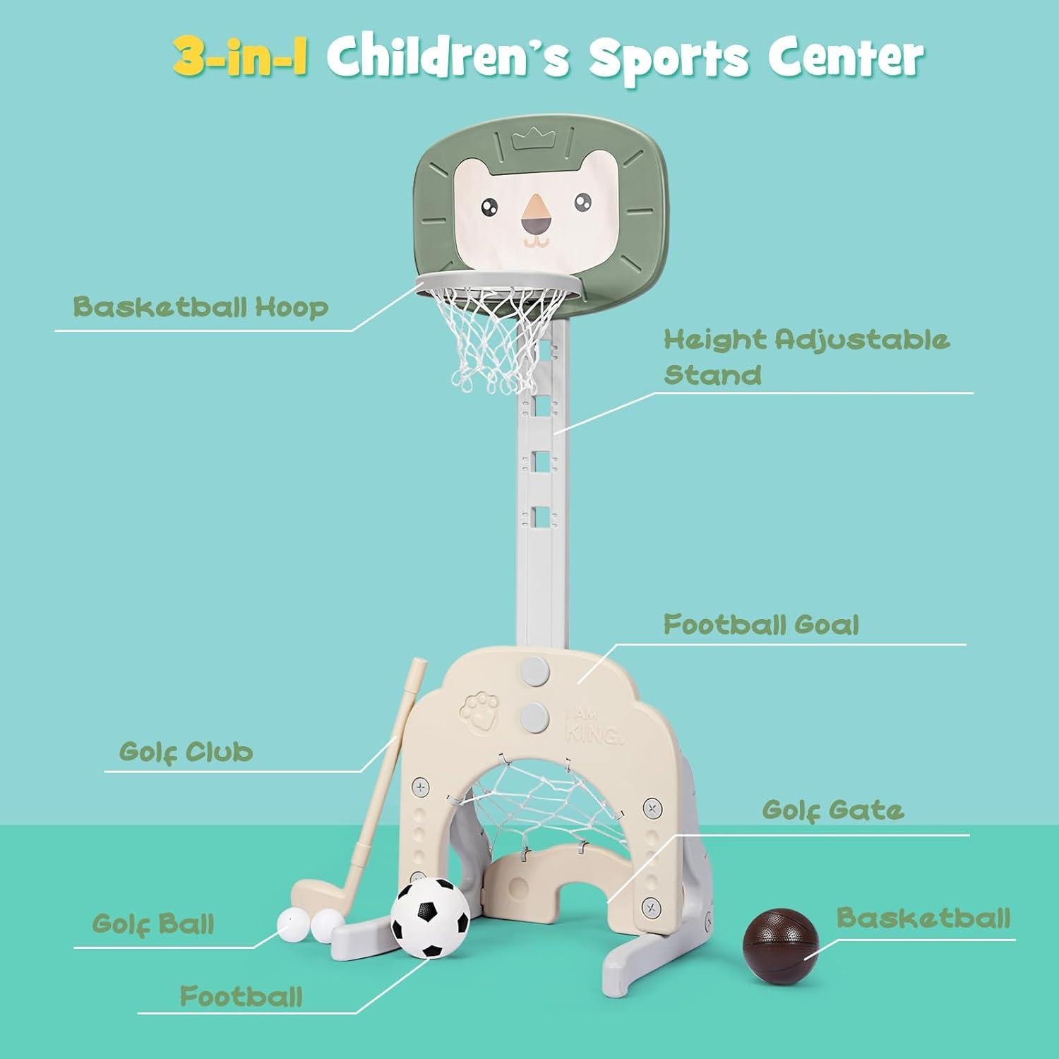 Aro de Baloncesto AKUSTIK 3 en 1 para Niños Pequeños