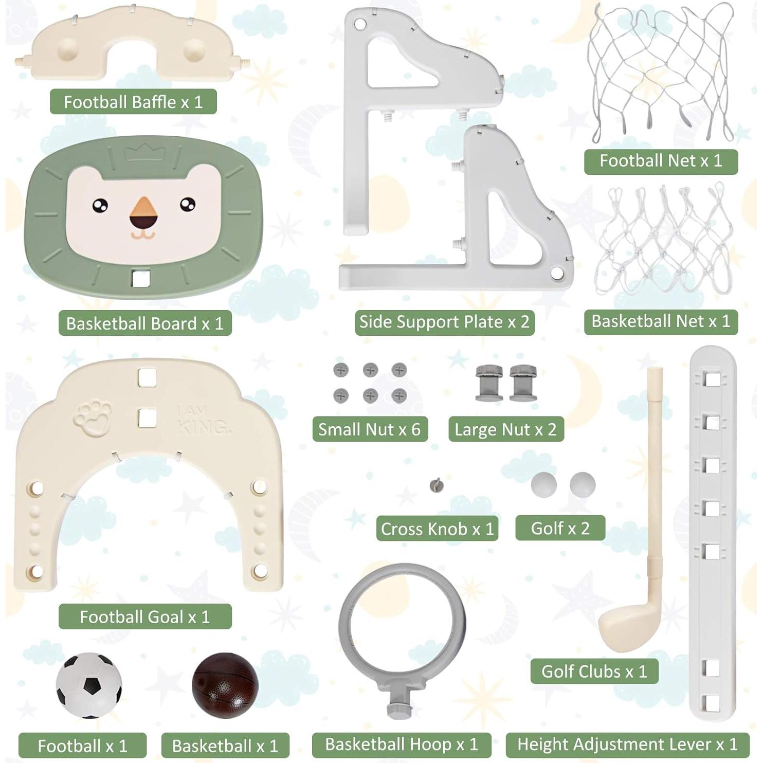 Aro de Baloncesto AKUSTIK 3 en 1 para Niños Pequeños