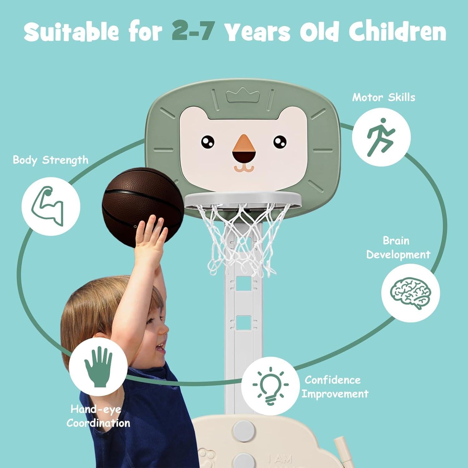 Aro de Baloncesto AKUSTIK 3 en 1 para Niños Pequeños