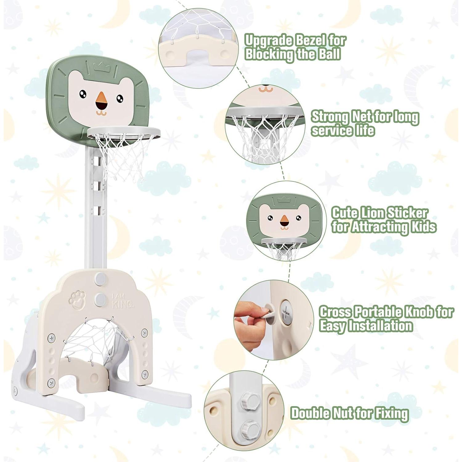 Aro de Baloncesto AKUSTIK 3 en 1 para Niños Pequeños