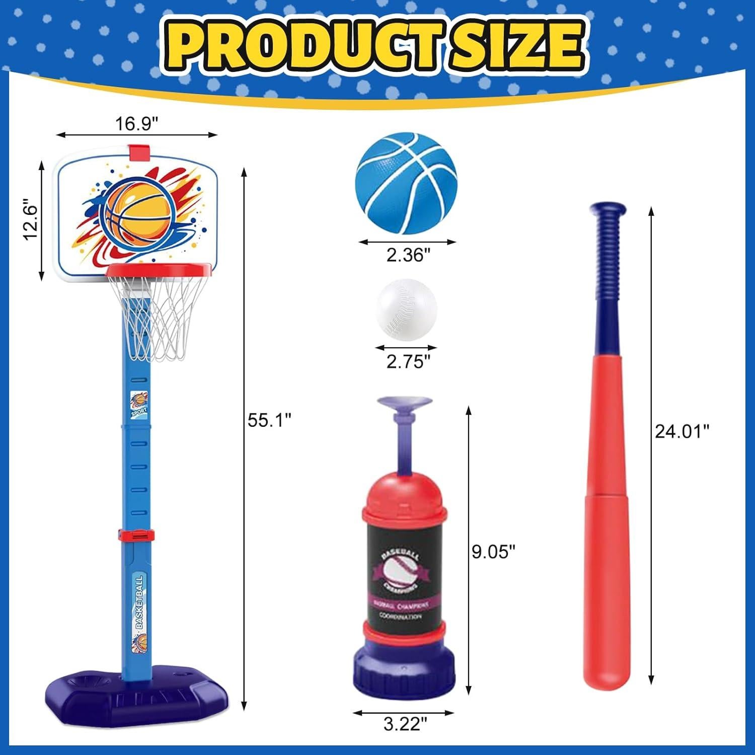 Juego 4 en 1 Apexnark para Niños - Baloncesto y Béisbol