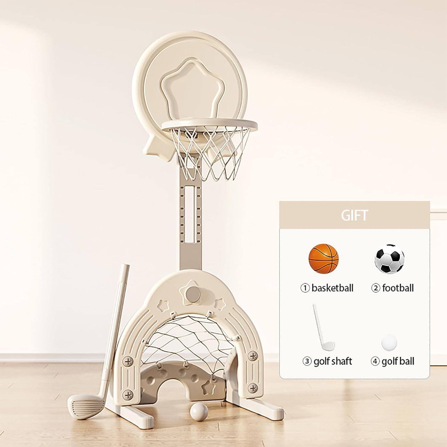 Aro de Baloncesto Ajustable Deer COCO para Niños 1-3 Años