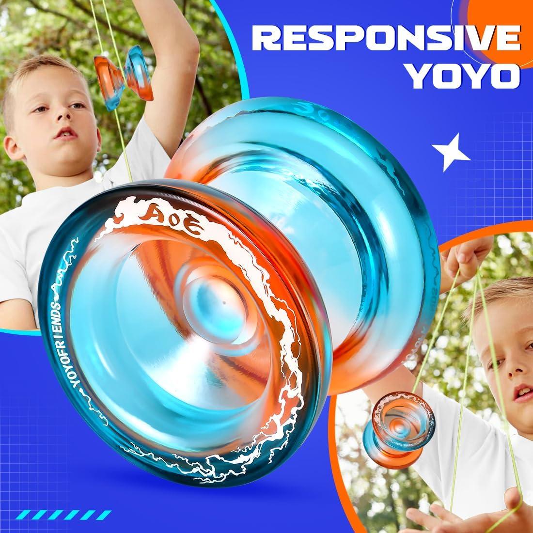 Yoyo Profesional AOE Naranja-Azul para Niños 8+ con Cuerdas