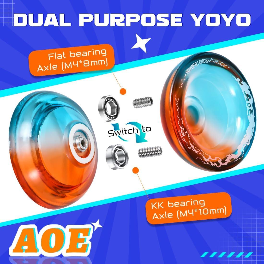 Yoyo Profesional AOE Naranja-Azul para Niños 8+ con Cuerdas