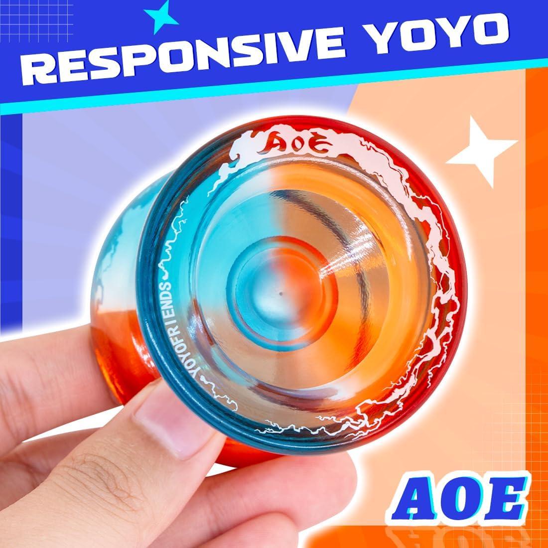 Yoyo Profesional AOE Naranja-Azul para Niños 8+ con Cuerdas