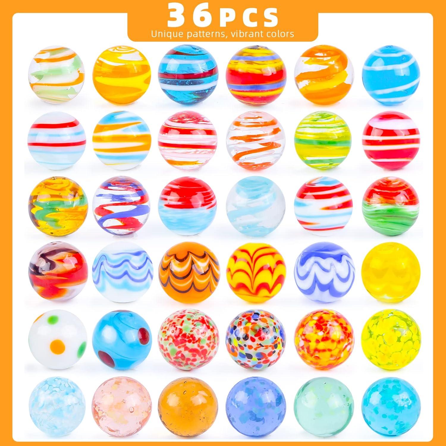 Canicas de Vidrio MCPINKY 36PCS con 5 Brillantes 16mm