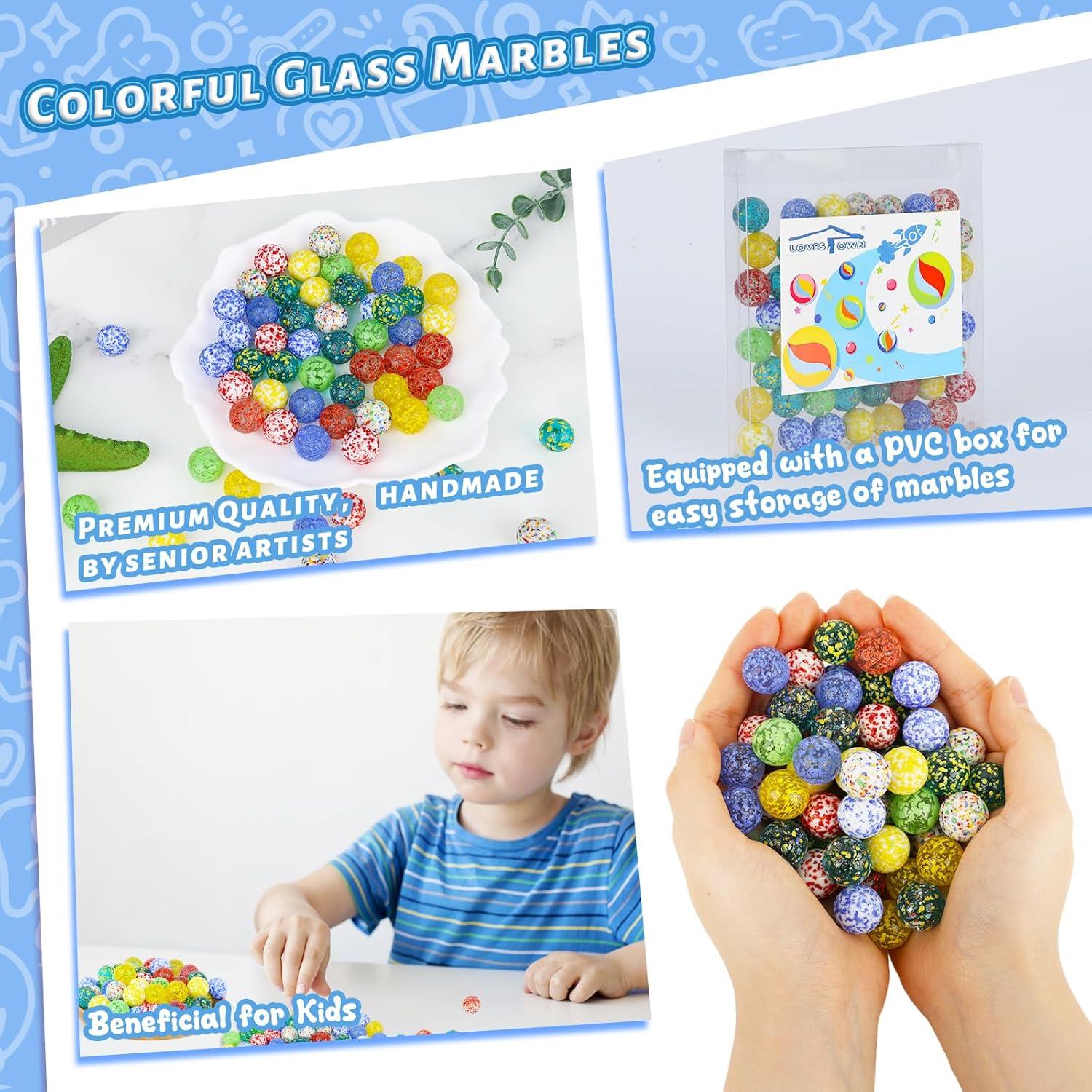 LovesTown 60 Canicas de Vidrio Coloridas para Niños 1.6cm