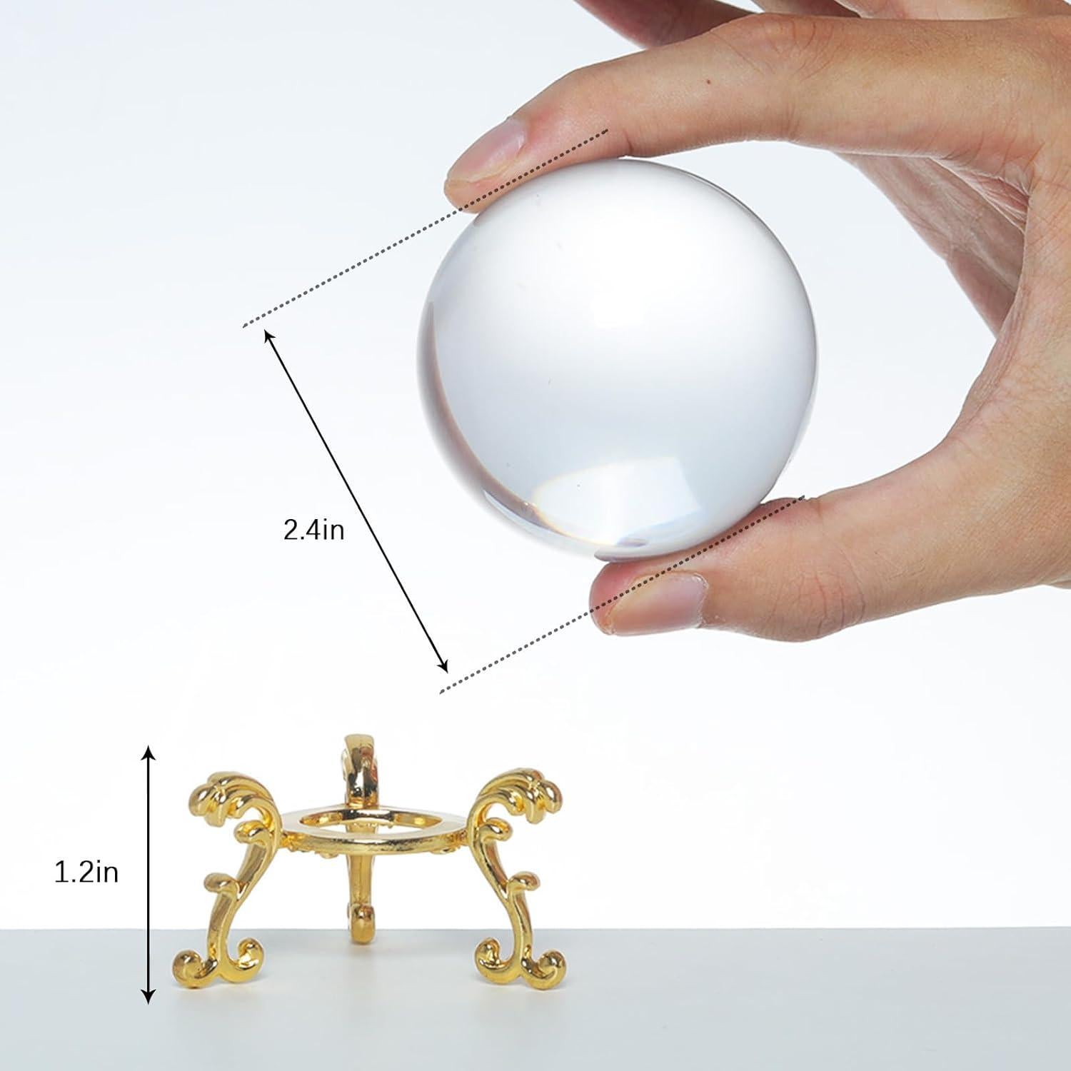 Bola de Cristal LONGWIN 60mm con Soporte Floral Dorado