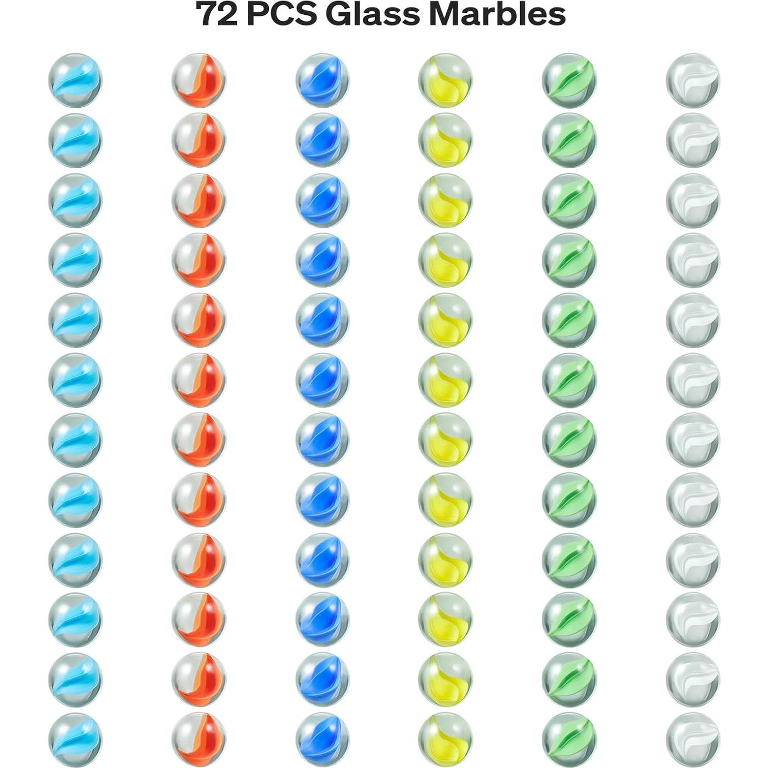 Canicas de vidrio VAMSLOVE 16mm - 72 piezas coloridas