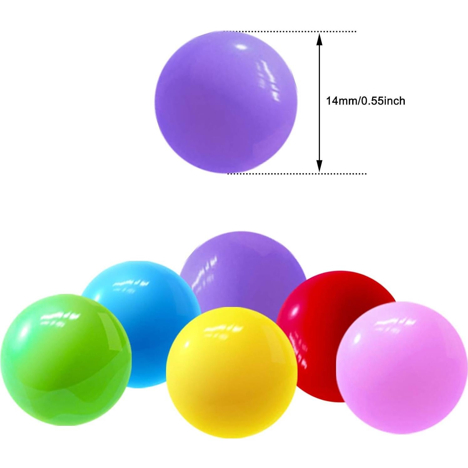60 Bolas de Canicas Chinas Acrílicas 14mm en 6 Colores
