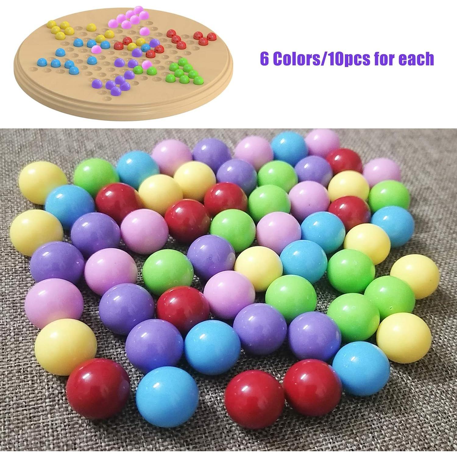 60 Bolas de Canicas Chinas Acrílicas 14mm en 6 Colores