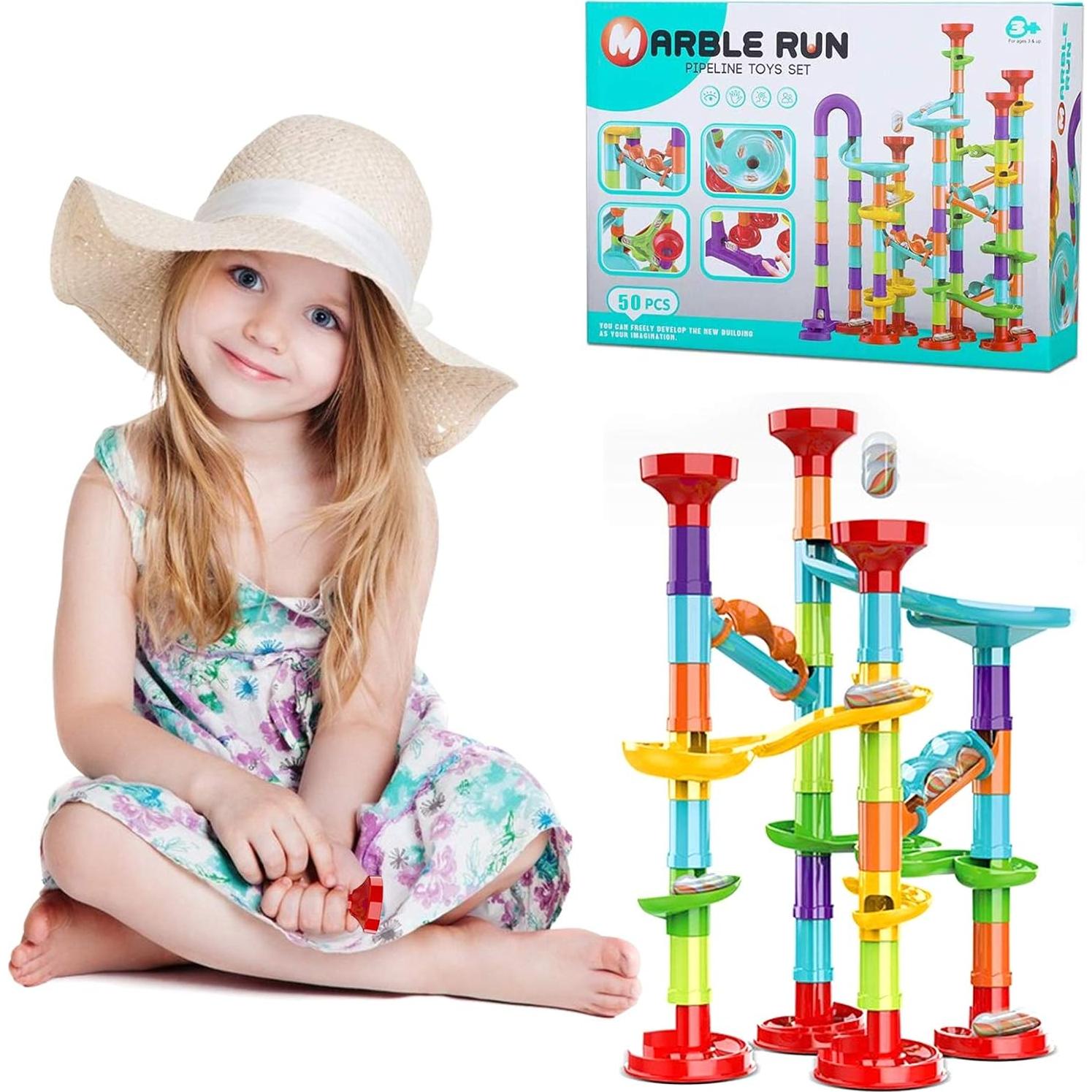 Juego de Carreras de Canicas Jutoe 50 Piezas 15 Canicas Vidrio