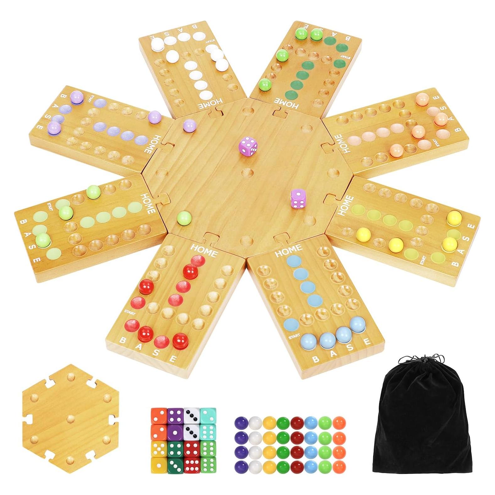 Juego de Mesa de Canicas Plusvivo de Madera para 6-8 Jugadores