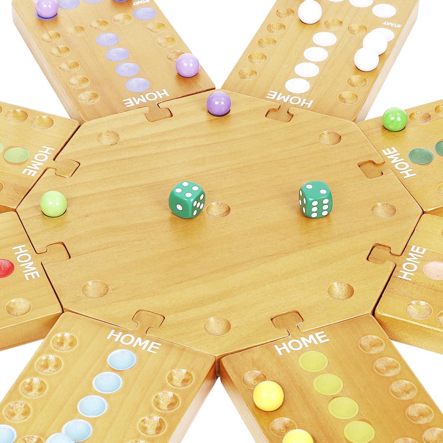 Juego de Mesa de Canicas Plusvivo de Madera para 6-8 Jugadores