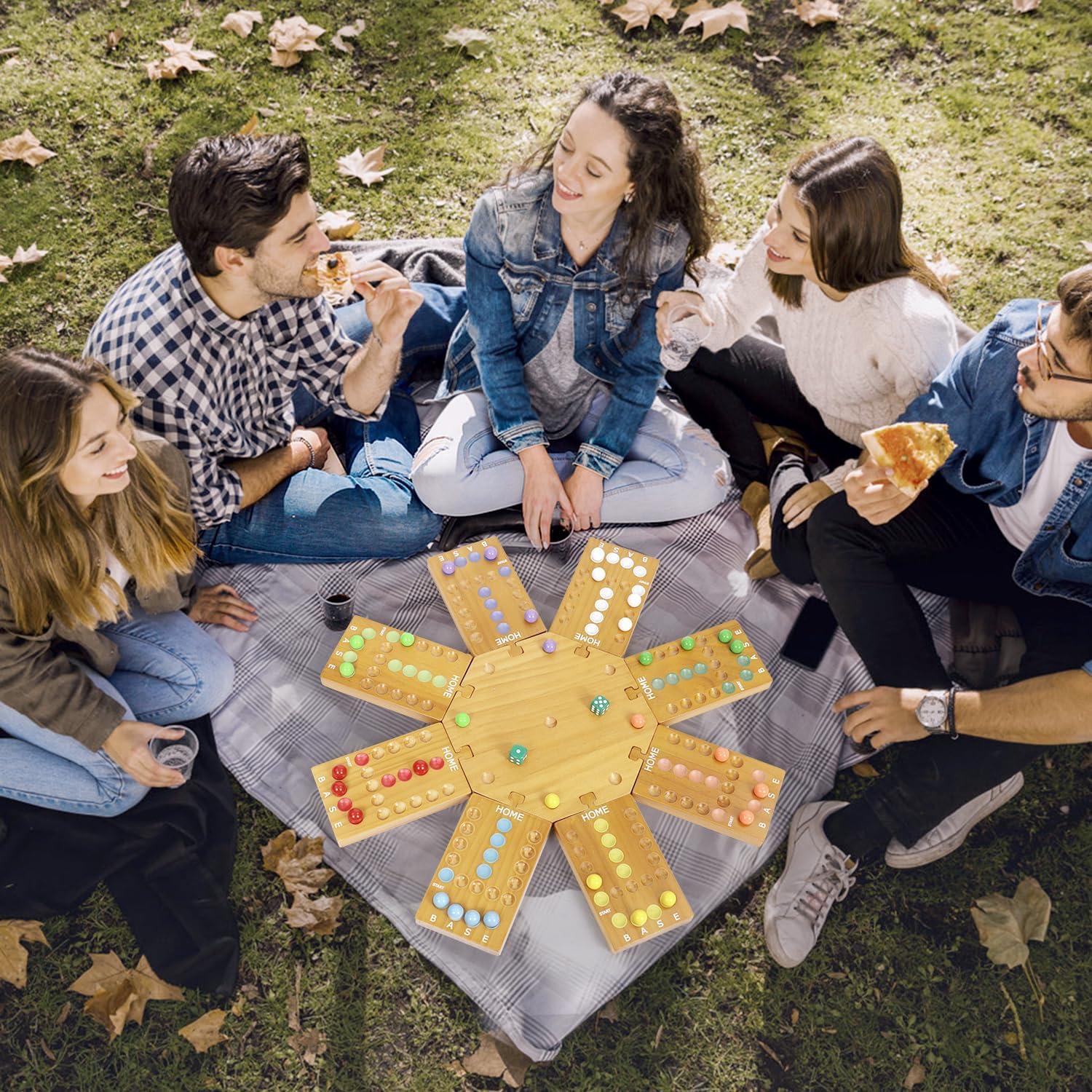 Juego de Mesa de Canicas Plusvivo de Madera para 6-8 Jugadores