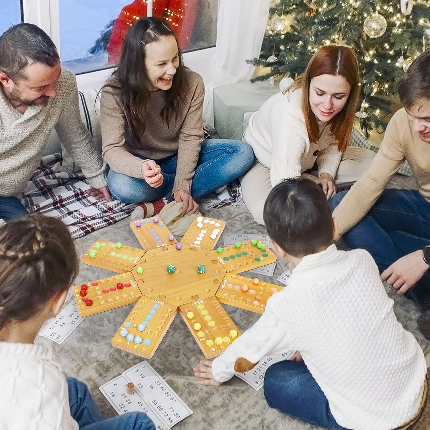 Juego de Mesa de Canicas Plusvivo de Madera para 6-8 Jugadores