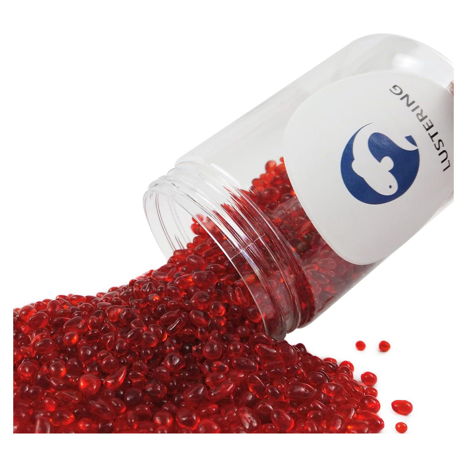 Perlas de vidrio decorativas Lustering 3-6mm 454g Rojo Naranja