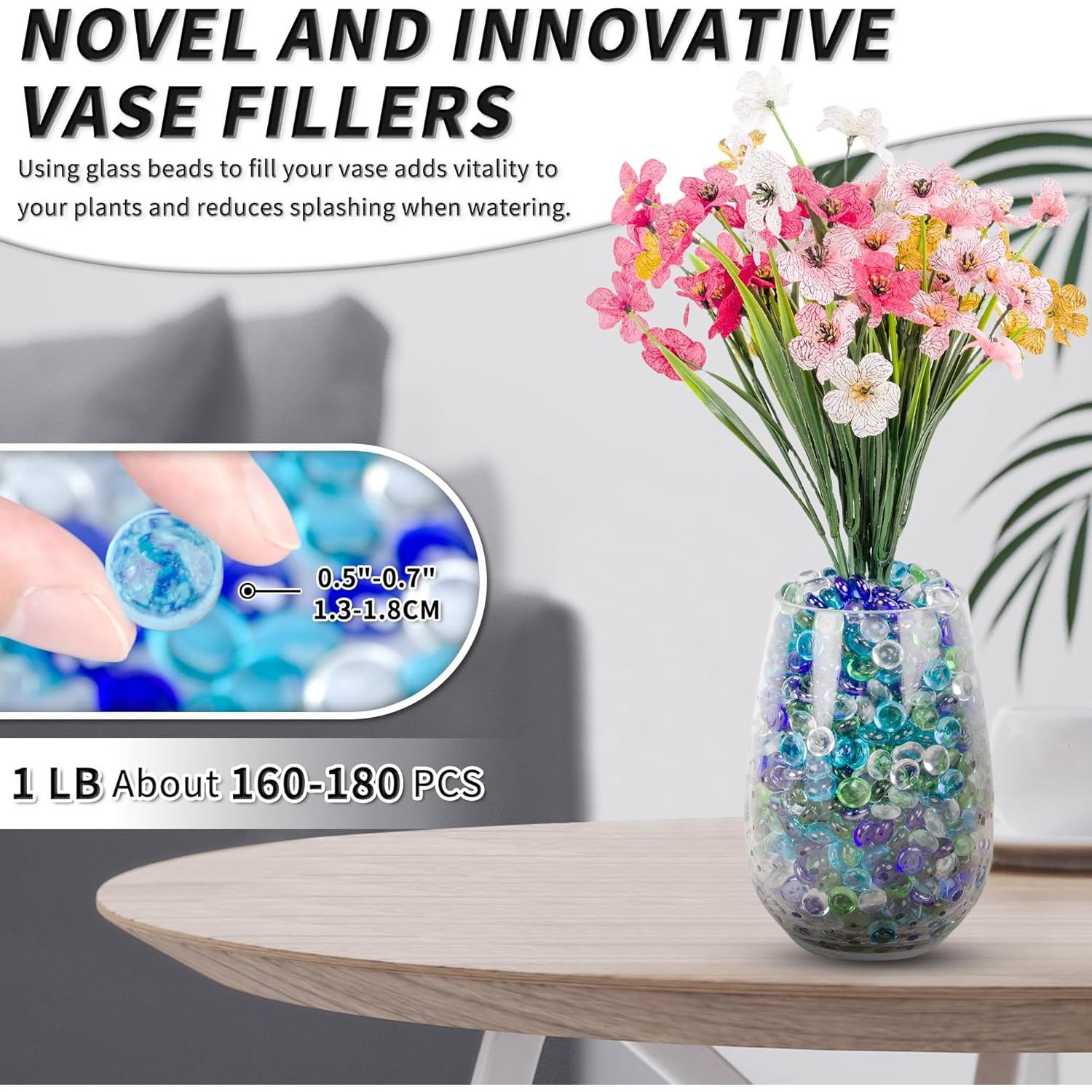 Perlas de Vidrio Foncomy 0.45 kg Verde-Azul para Decoración