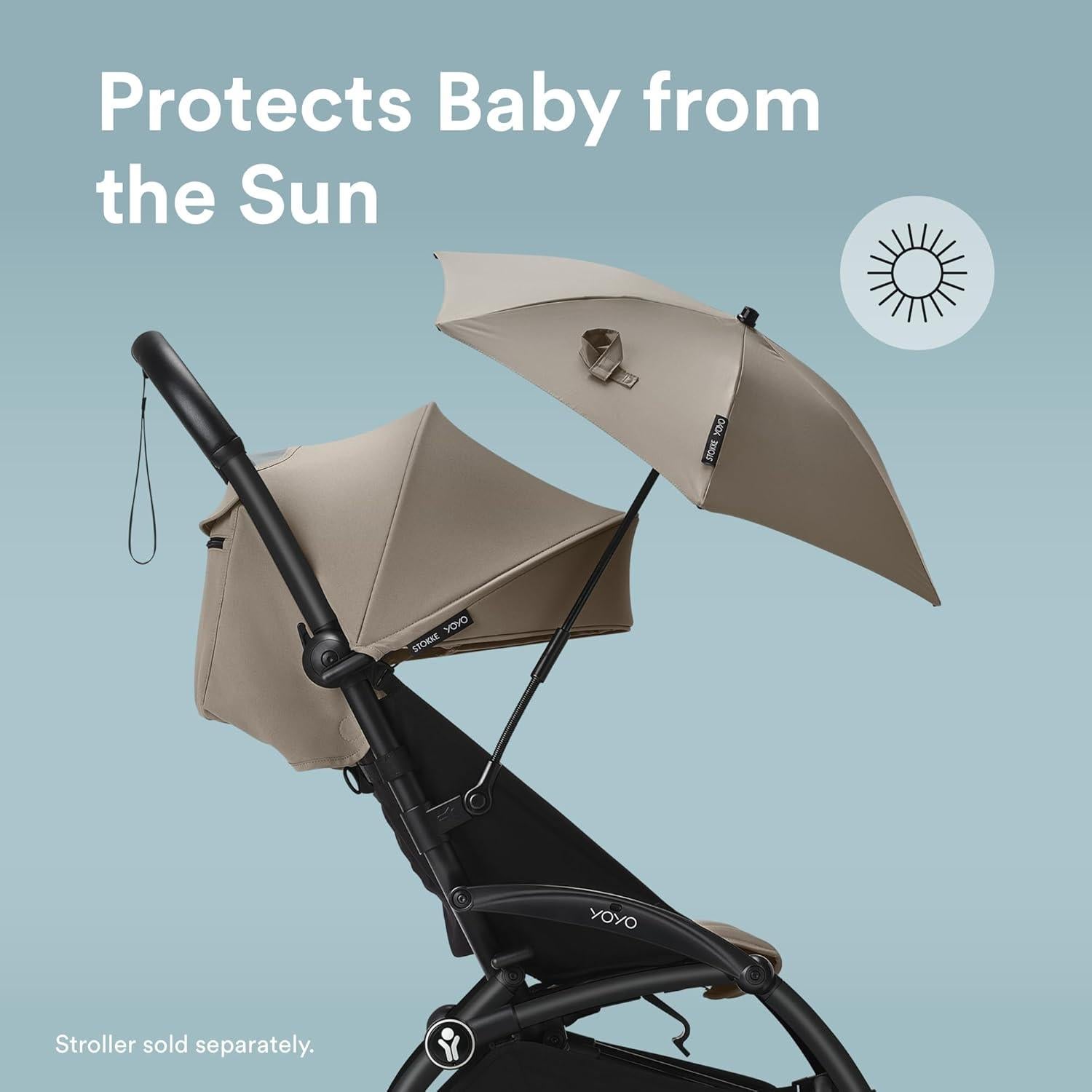 Parasol Stokke YOYO Taupe UPF 50+ Compatible con Recién Nacido