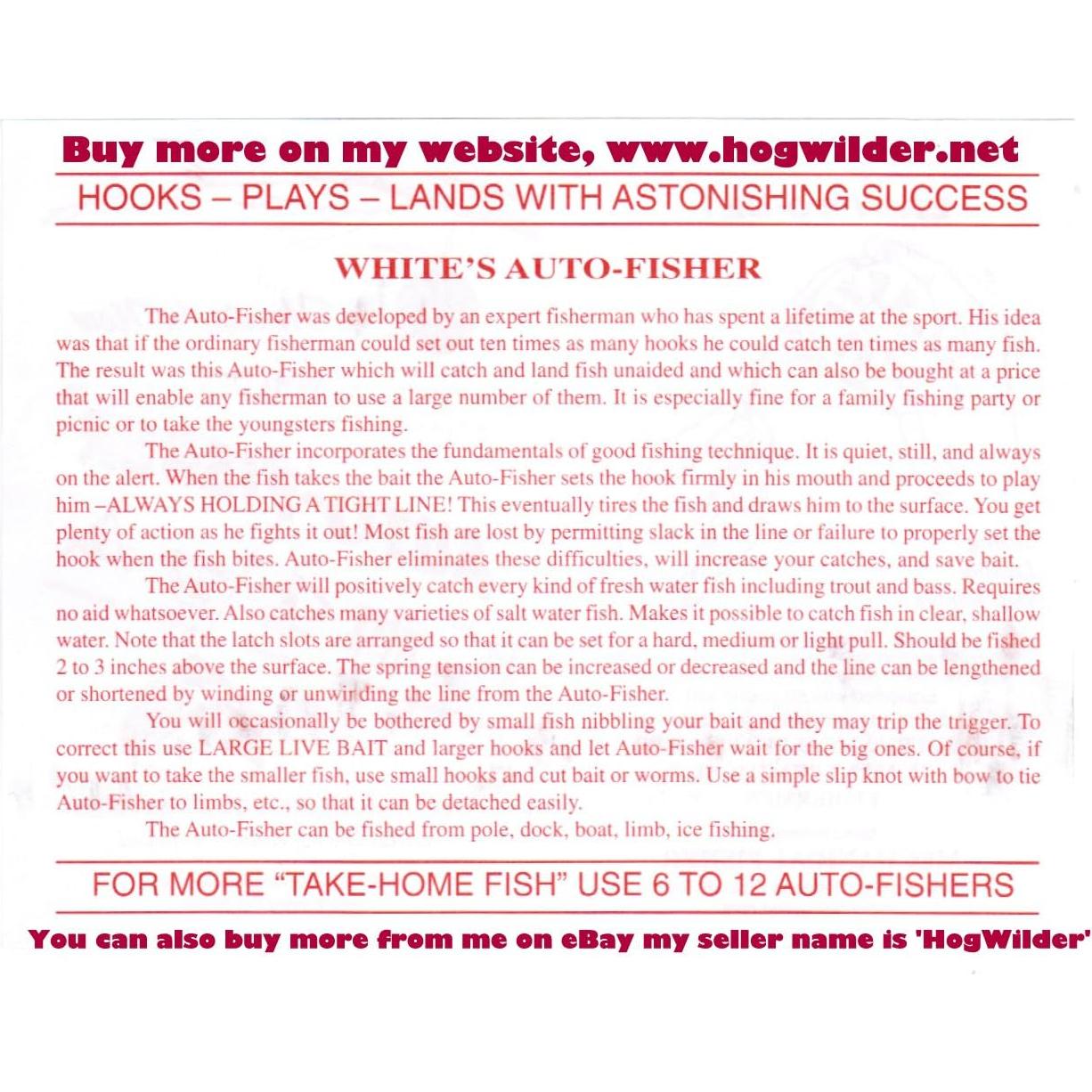 Carrete de Pesca Automático White's Auto Fisher - Paquete de 6