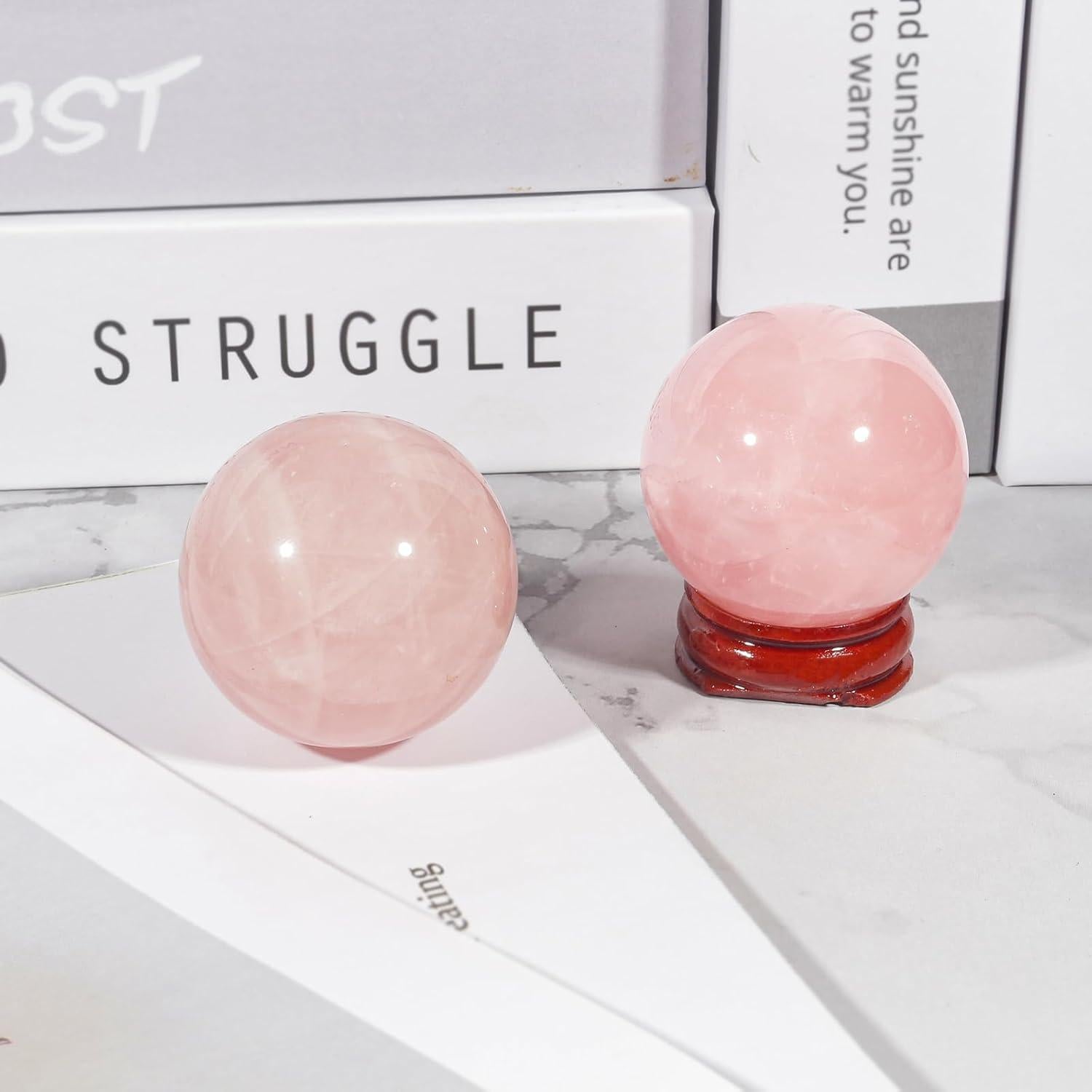 Bola de Cristal de Cuarzo Rosa 40 mm Loveliome con Soporte