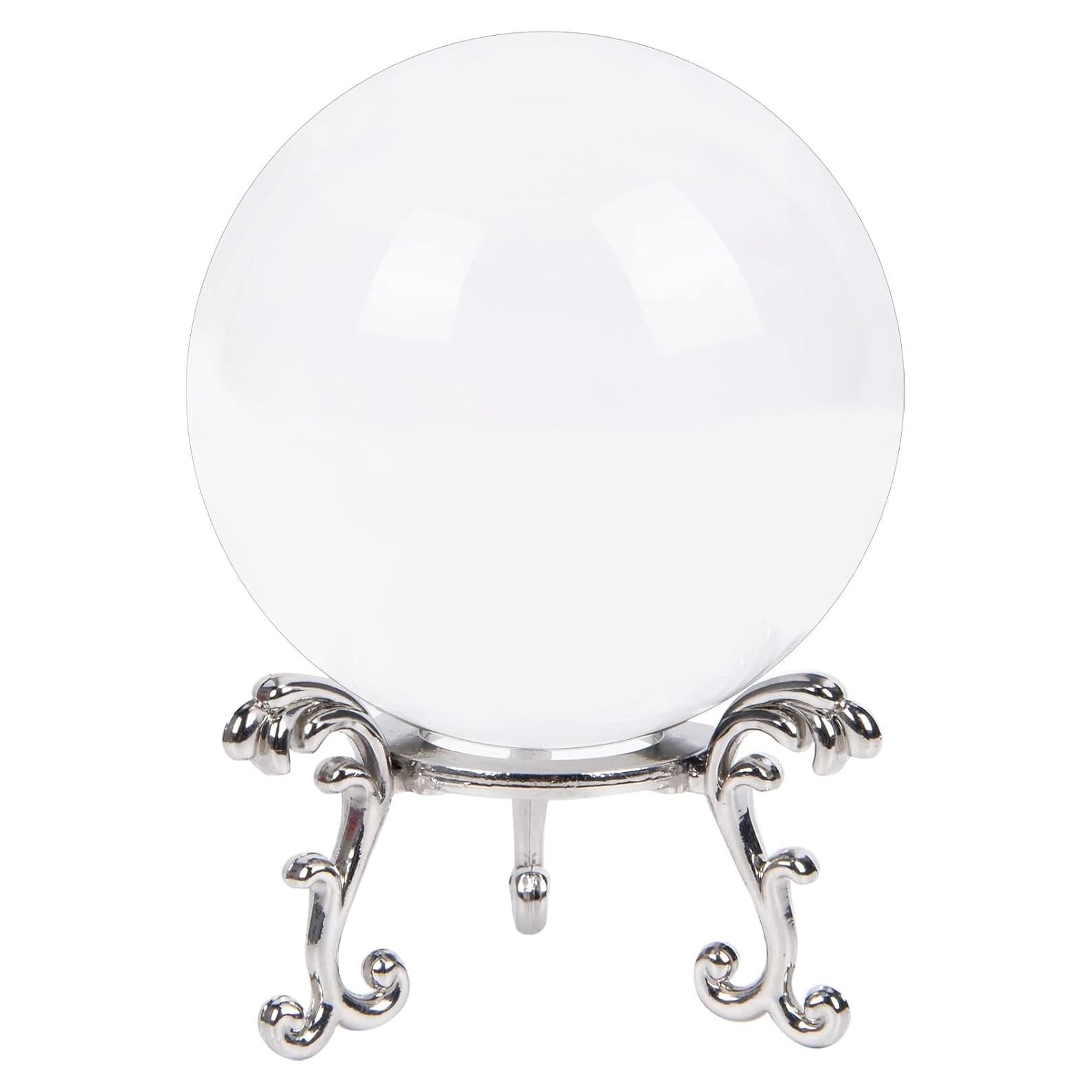 Esfera de Cristal Decorativa ChezMax 80mm con Soporte Plateado