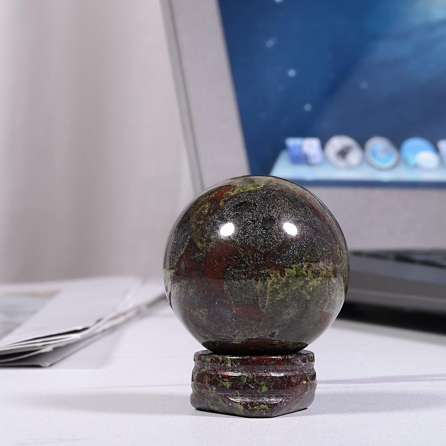 Esfera de Cristal Pulido Rockcloud de Piedra de Sangre Dragón 40mm