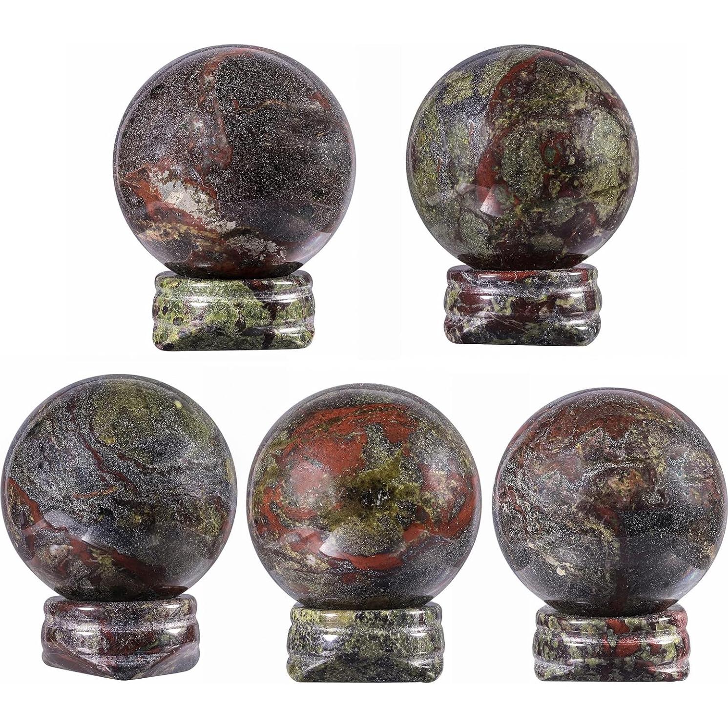 Esfera de Cristal Pulido Rockcloud de Piedra de Sangre Dragón 40mm