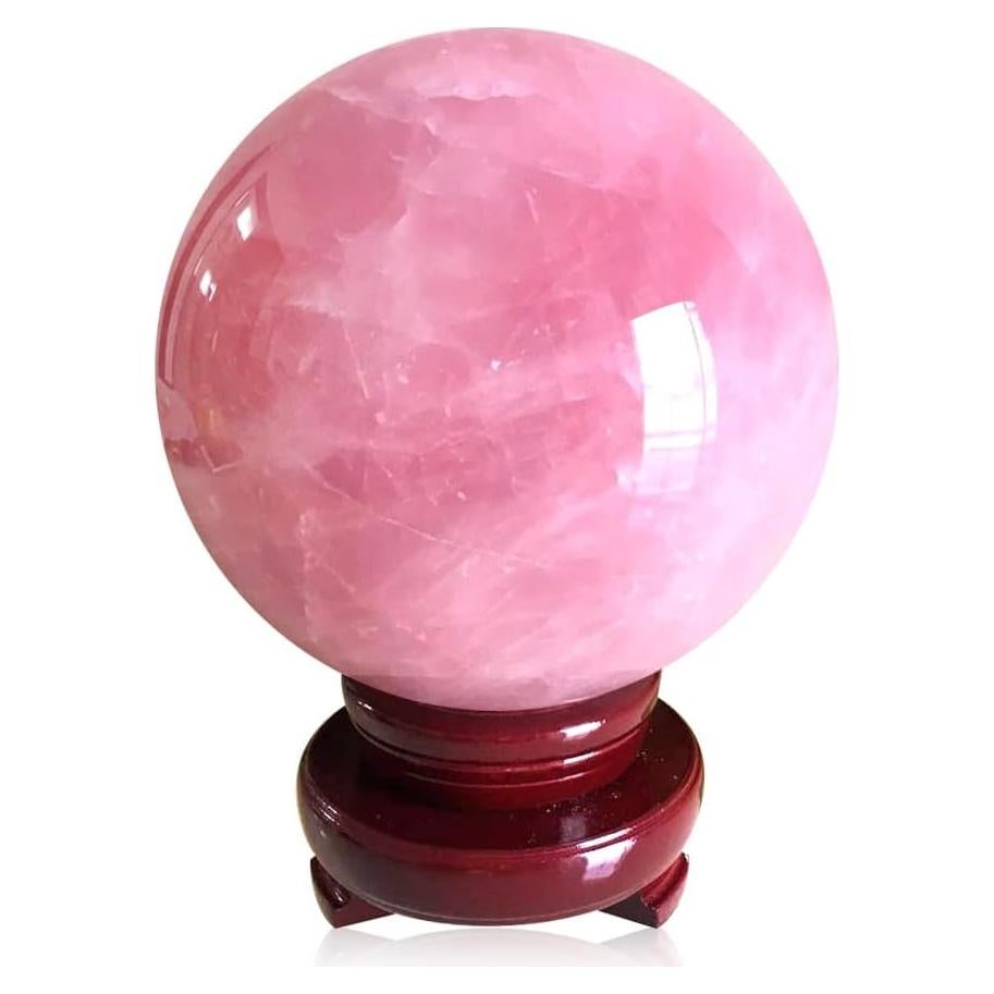 Esfera de Cristal Curativo Cuarzo Rosa MDYSC 5.08cm con Base