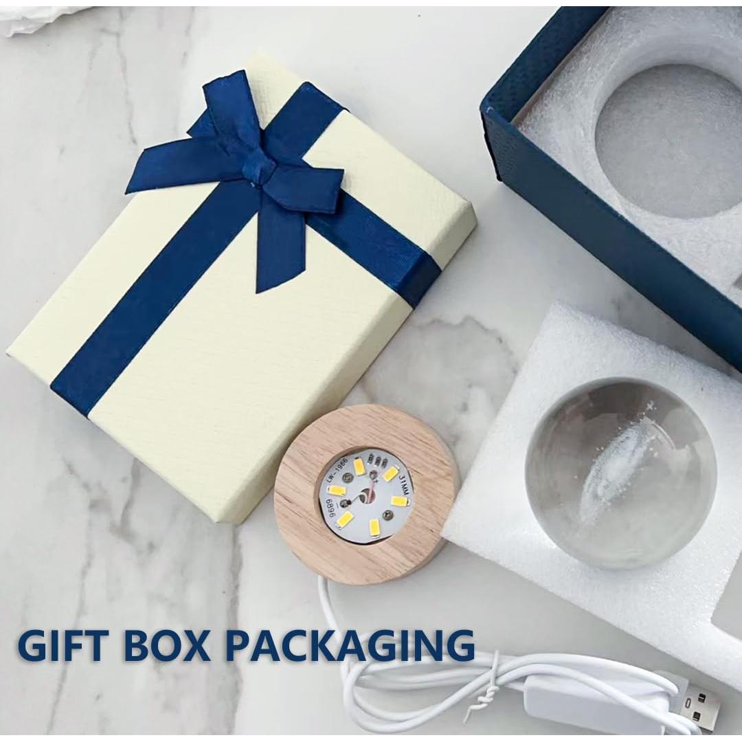 Bola de Cristal 3D Coyoohouse con Base de Madera LED 7.62cm