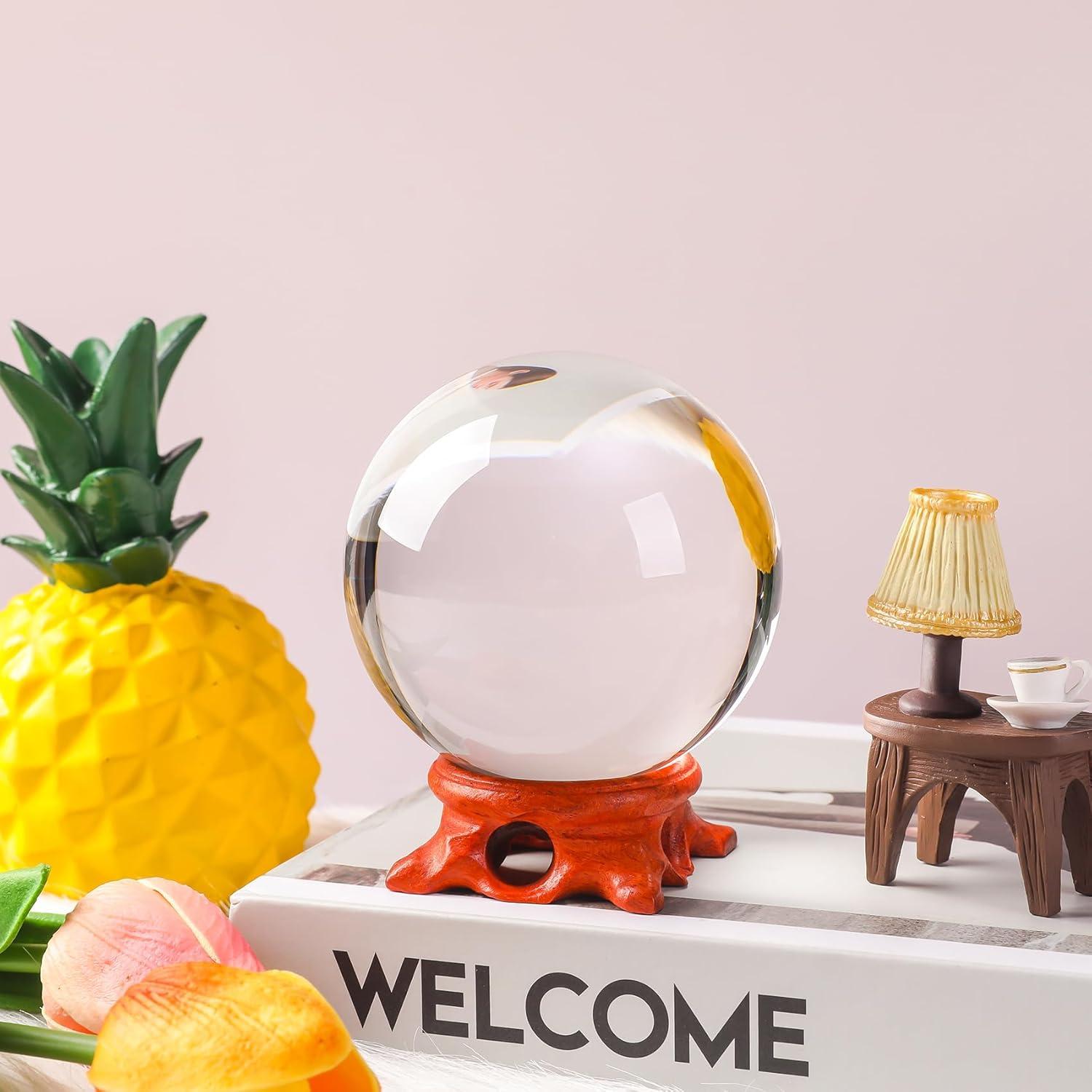 Bola de Cristal 80mm Modaier con Soporte de Madera y Caja