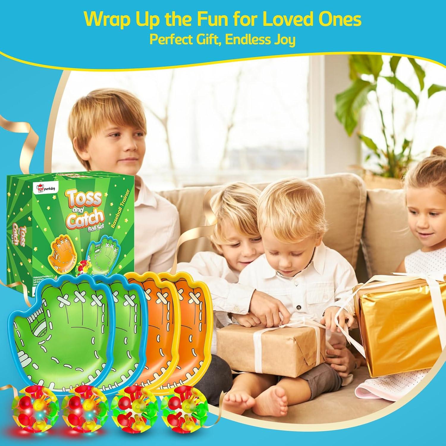 Juego de Pelotas LED Punkdog - Lanzar y Atrapar - 4 Guantes