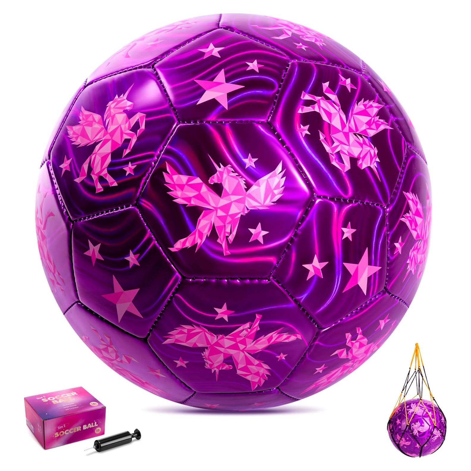 Balón de Fútbol INPODAK Tamaño 3 Unicornio Rosa para Niños
