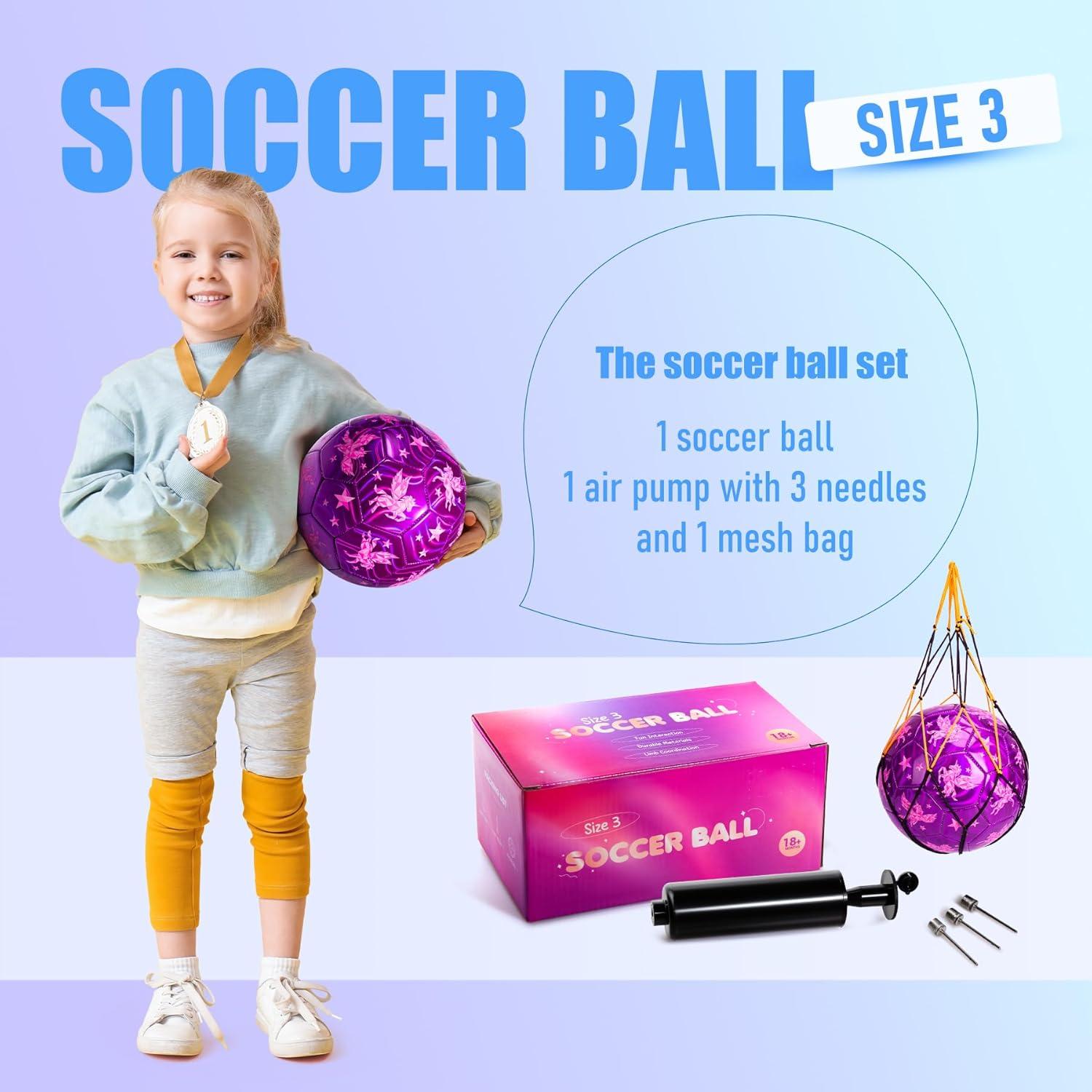 Balón de Fútbol INPODAK Tamaño 3 Unicornio Rosa para Niños